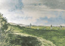 fine art print of the 11th hole on the Old Course, St. Andrews known as 'High' in from a painting by Ken Reed 
