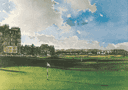 fine art print of the 18th hole on the Old Course at St. Andrews. known as Tom Morris painted by Ken Reed