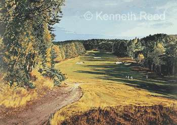 Limited Edition fine art print of the 10th hole at Sunningdale golf course, England from a painting by Ken Reed