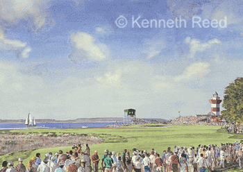 Limited Edition fine art print of the 18th hole Harbourtown golf course, U.S.A. from a painting by Ken Reed