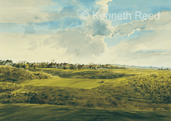 Limited Edition fine art print of Royal St. Georges golf course, Sandwich England from a painting by Ken Reed