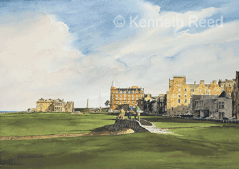 Limited Edition fine art print of Swilkin (Swilken) Bridge St. Andrews golf course, the home of golf, Scotland from a painting by Ken Reed