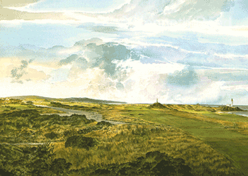 Limited Edition fine art print of the links at Turnberry golf course, Scotland from a painting by Ken Reed