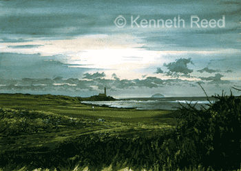 Limited Edition fine art print of The Ailsa Course at Turnberry golf course, Scotland from a painting by Ken Reed