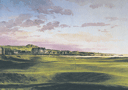 print of the Machrihanish links, Mull of Kintyre golf course, Scotland from a painting by Ken Reed