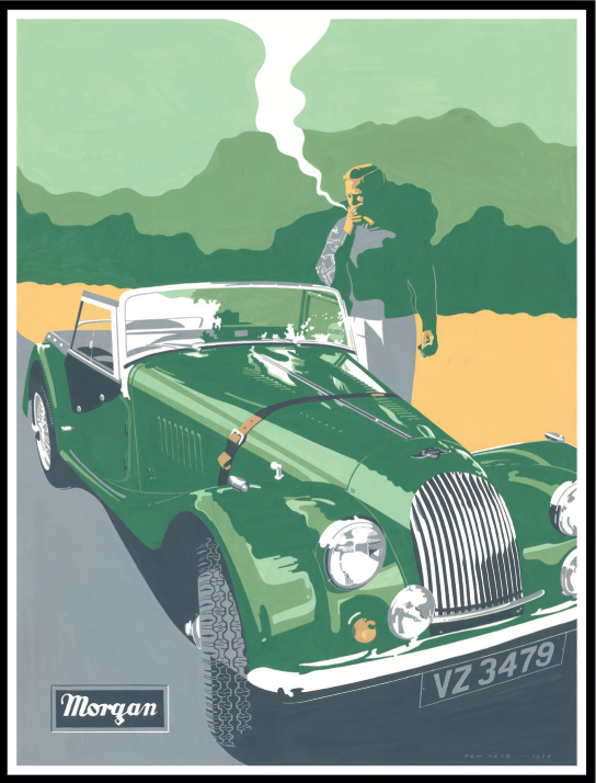 Original poster of Morgan car painted by Ken Reed. Now available as signed edition print