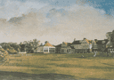 print of the clubhouse at Muirfield golf course, Scotland from a painting by Ken Reed