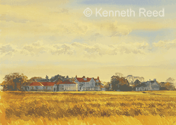fine art print of Muirfield golf course, Scotland venue for the Open Championship from a painting by Ken Reed
