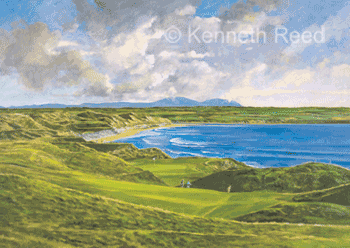 Limited Edition fine art print of the 11th hole on the Ballybunion golf course, Ireland, one of the world's best 18 from a painting by Ken Reed.