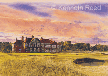 Open Edition fine art print of Royal Lytham and St. Annes links golf course, England from a painting by Ken Reed