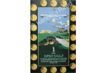 Limited Edition and Open Edition fine art print of the official poster for the 1995 Open Golf Championship played at St. Andrews, the home of golf, Scotland from a painting by Ken Reed.
