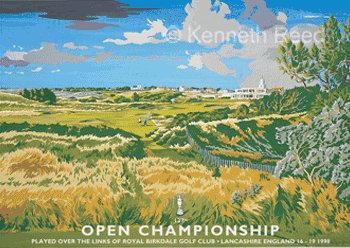 Limited Edition and Open Edition fine art print of the official poster for the 1995 Open Golf Championship played at Royal Birkdale golf course from a painting by Ken Reed.