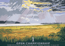 Poster for The Open Golf Championship Royal Troon golf course 1997 art-deco style design and painting by Ken Reed